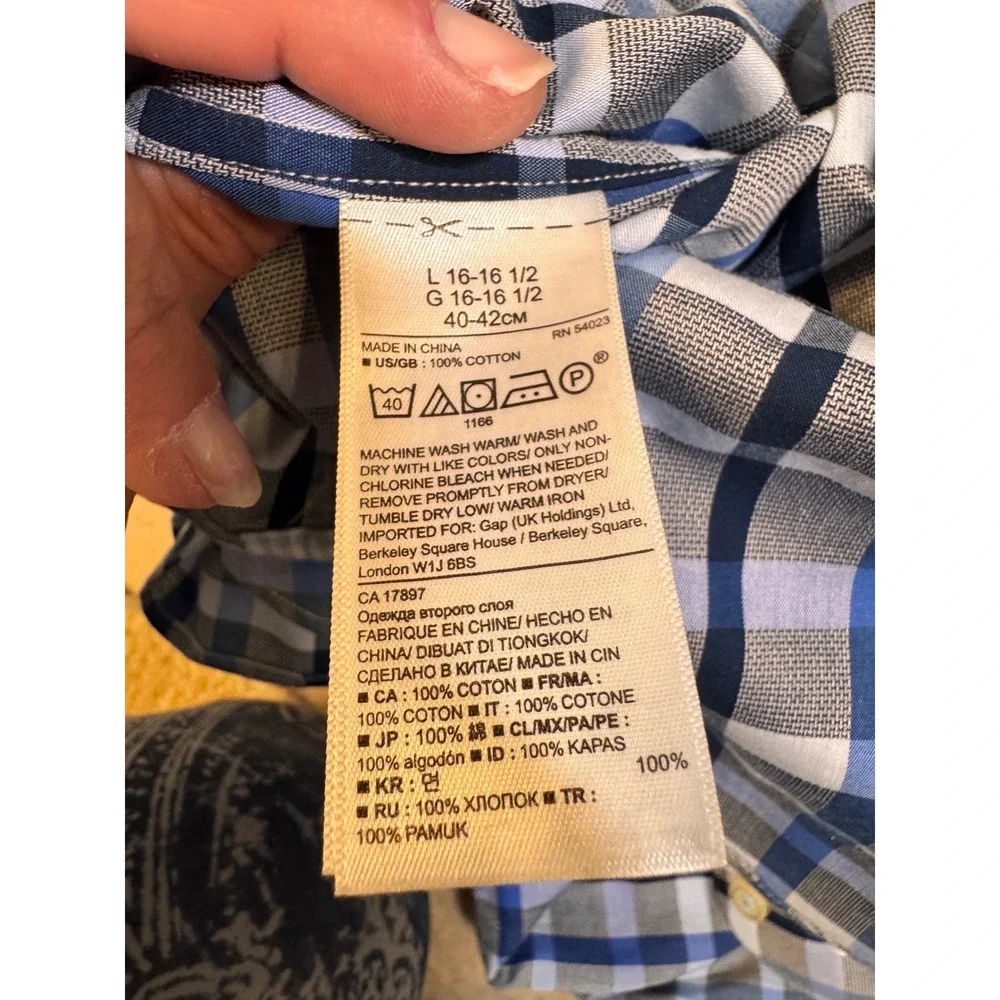 Banana Republic Grant Fit‎ Non-Iron Shirts Lot of 3 Large 16-16½ Blue Stripe